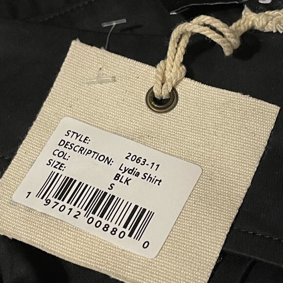 Ser.O.Ya Lydia Button up Cotton Halter Open Back Shirt Black Size Small NEW - Picture 8 of 11